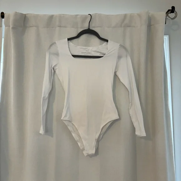 everlane supima cotton square neck bodysuit - Picture 2 of 4